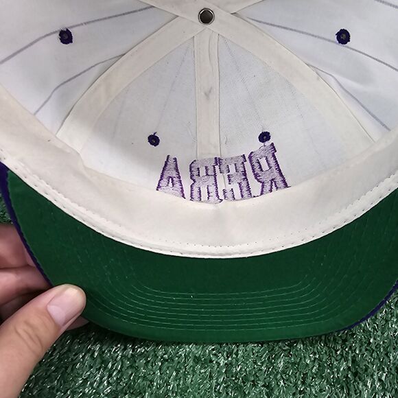 Vintage Reba McEntire On Tour Striped Hat SnapBack White & Purple Vtg 90s Cap - Picture 7 of 9